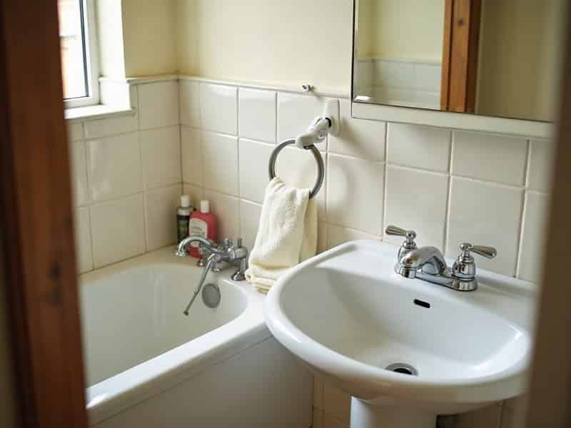 A bathroom basin and mirror, polished and streak free