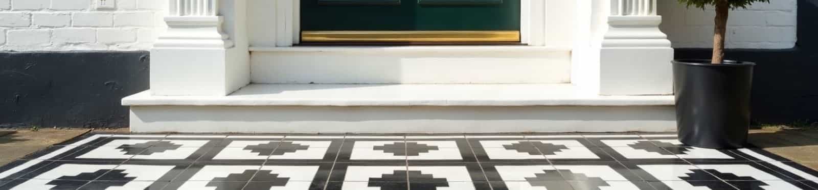 A freshly cleaned doorstep and Victorian tiled path