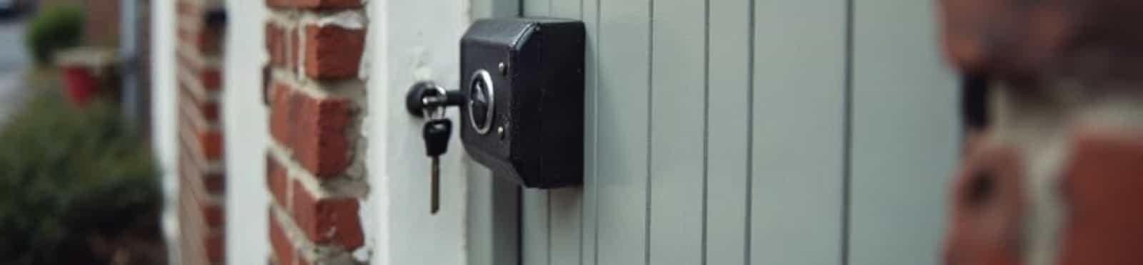A key safe beside the back door of a terraced house